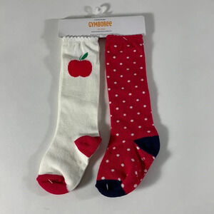 children’s place apple knee high socks and red with white dots sz 12-24 months